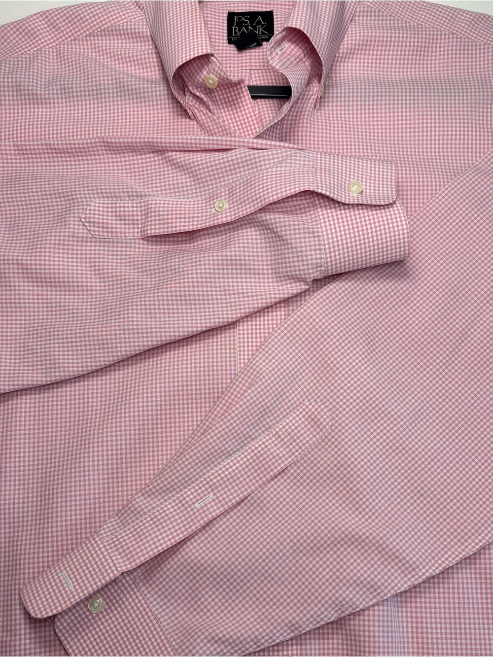 Jos. A. Bank Pink Micro-Check Men's Dress Shirt Size 16-35 EUC